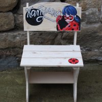 дървен детски рисуван стол, снимка 2 - Мебели за детската стая - 7100288