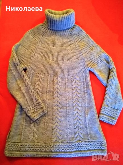 Сива плетена къса рокля-поло., снимка 1