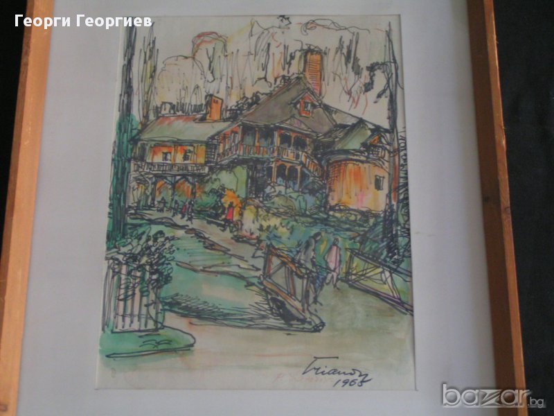 Картина смесена техника туш акварел на П.Лазаров, снимка 1