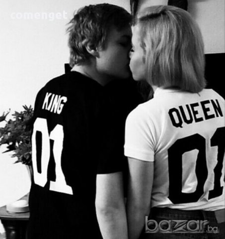 За ВЛЮБЕНИ! KING & QUEEN LOVE тениски с номер по ТВОЙ ИЗБОР! Поръчай модел с твоя ИДЕЯ!, снимка 2 - Тениски - 15058871