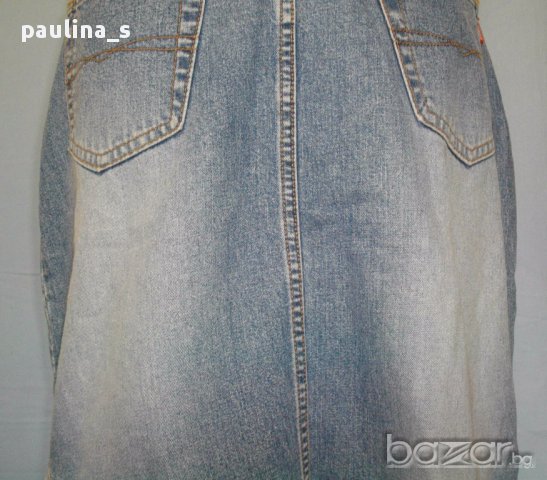 Уникална дънкова пола с асиметричен волан ”Cross Jeans” The original brand, снимка 3 - Поли - 15125425