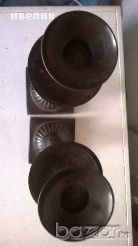 комплект масивни метални свещници, снимка 5 - Антикварни и старинни предмети - 14516165