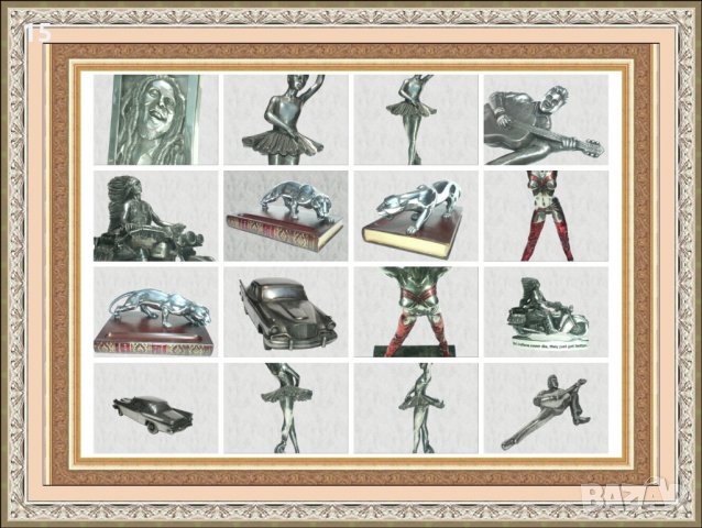 Метални скулптури, пластики - Мотор, Кола, Стриптизьорка, Поп икона, Елвис