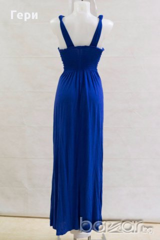 Елегантна синя дълга рокля с еластичен гръб марка Jadde, снимка 4 - Рокли - 18048912