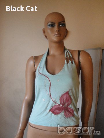 Атрактивен светлотюркоазен дамски потник / топ, дамска блуза /тениска без ръкави,ръкав,дамско бюстие, снимка 1 - Потници - 8501020