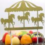 4 цвята Въртележка с кончета кон мек брокатен топер украса декорация за торта рожден ден, снимка 2