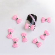 бижу за нокти розови панделки с камъче  декорация украса за маникюр, снимка 1 - Продукти за маникюр - 15925707