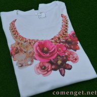 ПОСЛЕДНИ БРОЙКИ! Дамска тениска CHAIN ROSES със флорален принт! , снимка 2 - Тениски - 9872856