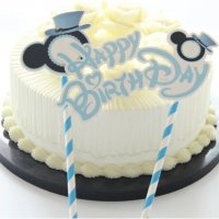 Мики Маус глава Happy Birthday топер сламки сини за украса и декорация на торта, снимка 1 - Други - 23074093