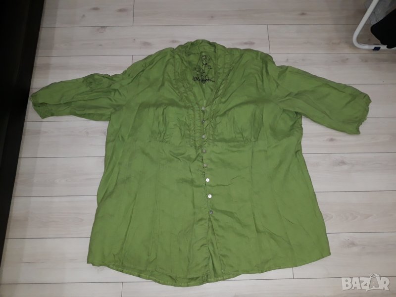 Дамска зелена ленена риза марка Ulla Popken , UP , снимка 1