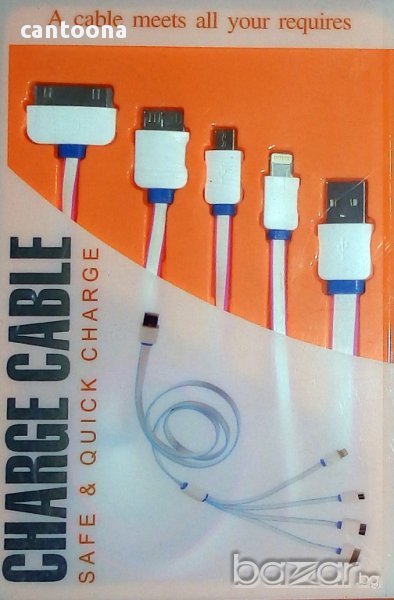 USB зарядно 4 в 1 - IPhone 4, iPhone 6, micro USB, data cable micro USB, снимка 1