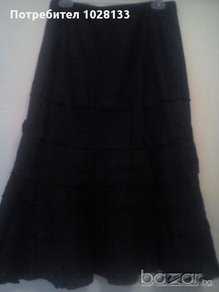 Черна ленена пола със средна дължина., снимка 1