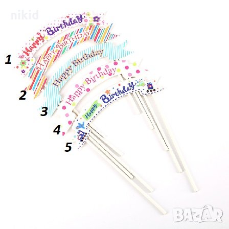 5 вида Happy Birthday банер флаг надпис картонен топер на клечки табела украса за торта рожден ден, снимка 1