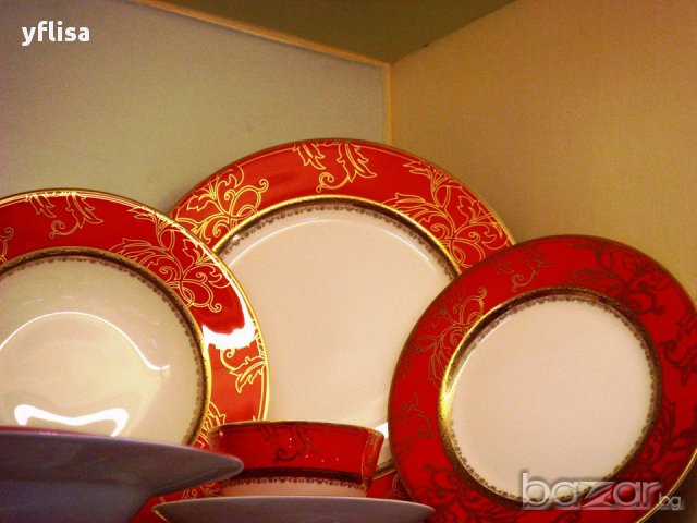 ЧЕРВЕН СЕРВИЗ ЗА ХРАНЕНЕ ЛУКС, снимка 4 - Сервизи - 16254676