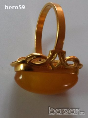 Дамски руски пръстен с натурален кехлибар, снимка 7 - Пръстени - 16756765