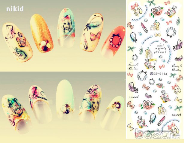   татос козметика грим ваденки водни стикери за нокти маникюр