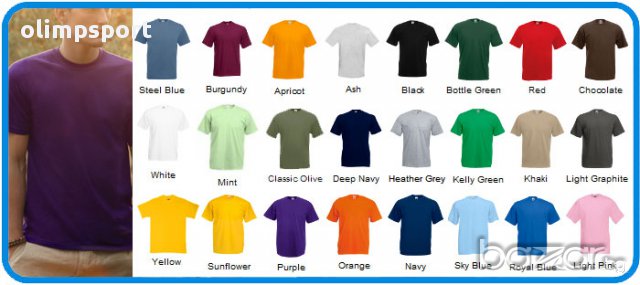 тениски Fruit of the loom Белгия нови 100% памук  цвят бял,черен,червен,оранжев,светло син,тъмно син