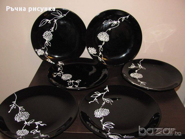 Налични комплект чинии в черно и бяло, снимка 4 - Други - 15900836