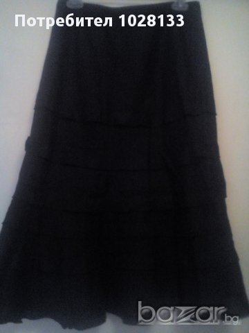 Черна ленена пола със средна дължина., снимка 1 - Поли - 10870644