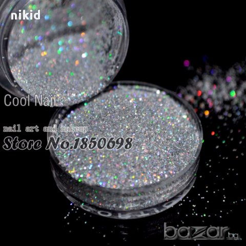 сребрист ХИТ магически лазер ефект дъга  холограмен брокат за нокти маникюр декорация страхотен, снимка 4 - Продукти за маникюр - 15699999