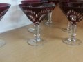Кристални чаши гравирани червен цветен кристал, снимка 5
