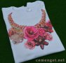 ПОСЛЕДНИ БРОЙКИ! Дамска тениска CHAIN ROSES със флорален принт! , снимка 2