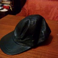Мъжка шапка, кожена шапка, черна шапка, естествена кожа, рокер, моторджия, мотор, снимка 1 - Шапки - 11082165