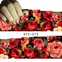 STZ-073 червени рози татос ваденки водни стикери за нокти маникюр, снимка 1 - Продукти за маникюр - 18814229