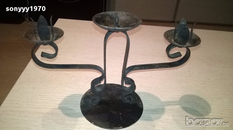 Метален свещник за 3 свещи-25/17/12см-внос швеицария, снимка 1