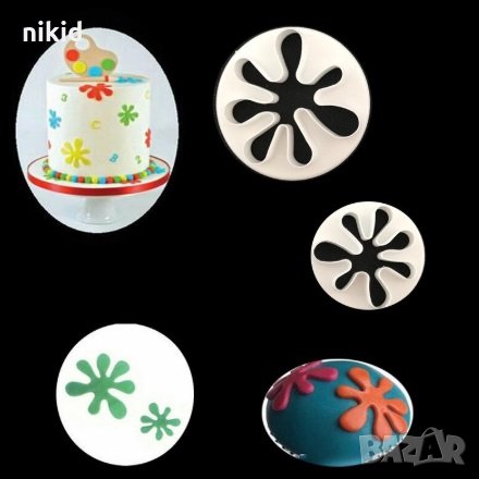 Леке Петно 2 бр сет пластмасови резци за тесто бисквитки фондан украса декорация торта, снимка 1