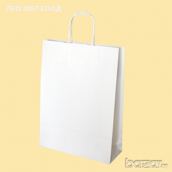 Хартиена чанта бяла 210 подходяща за брандиране, снимка 1