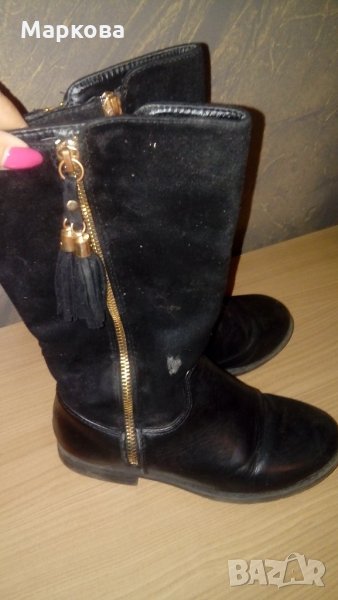 Ботушки за момиченце кожа и велур, снимка 1