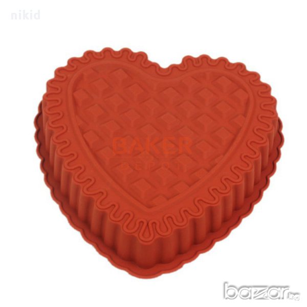 голямо Сърце с ивица и каре тава форма за печене торта кекс блат  , снимка 1