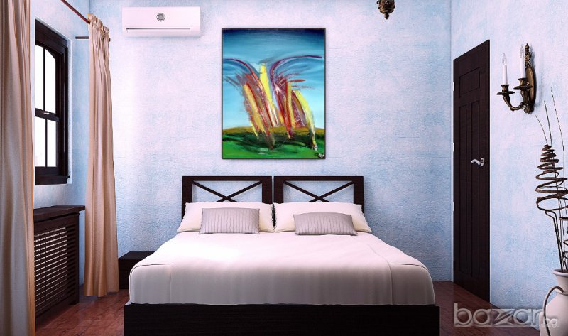 "Южният вятър", маслена картина, Стен Леон, I награда на галерия Franzis Engels, Амстердам, 1993г, снимка 1