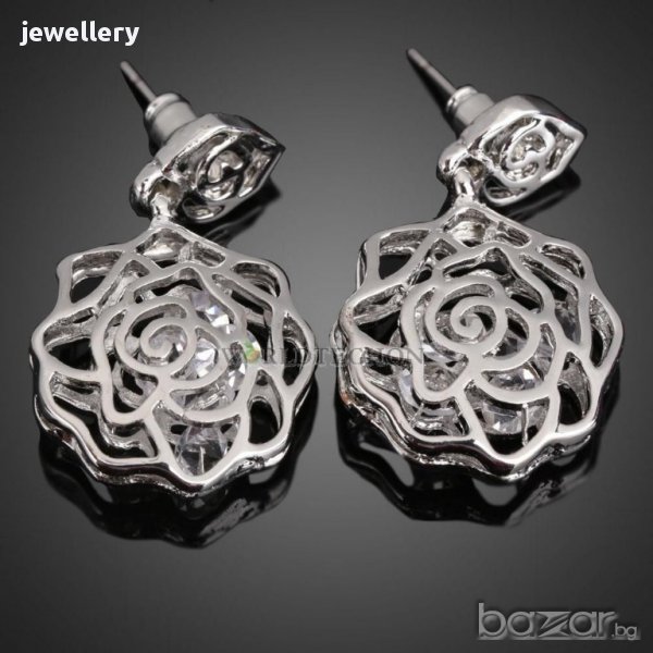 Нови обеци със сребърно покритие - розички - мод.19, снимка 1