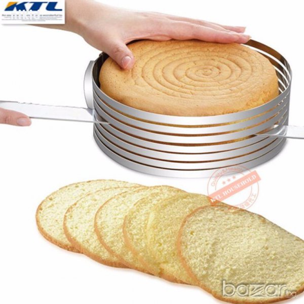 кръгъл регулируем разтегателен ринг за торта за срязване на равен блат метален, снимка 1
