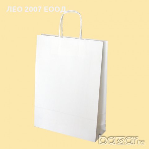 Хартиена чанта бяла 210 подходяща за брандиране, снимка 1 - Друго търговско оборудване - 20021458