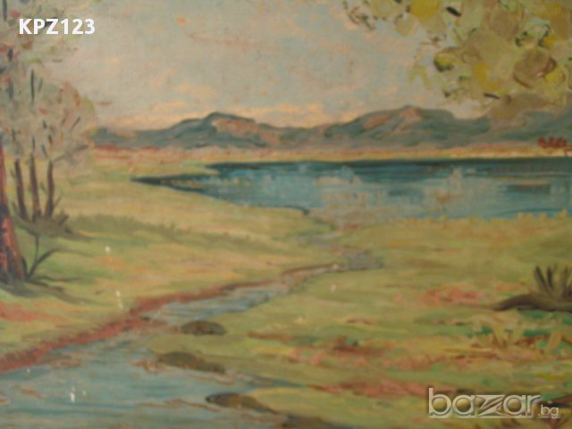 Пейзаж с езеро масло, М.Михайлов, снимка 2 - Картини - 12781267