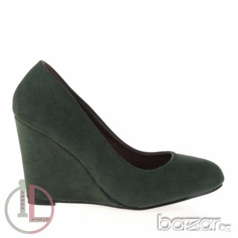 Ликвидация!Зелени обувки на ниска платформа, снимка 2 - Дамски обувки на ток - 7041162