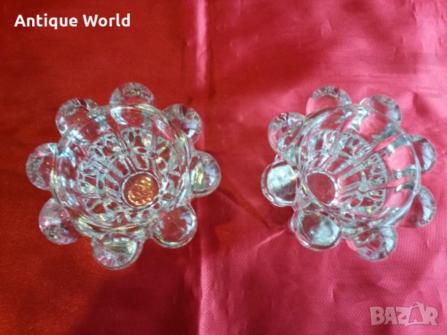 Комплект Френски Свещници Кристално Стъкло , снимка 2 - Антикварни и старинни предмети - 25073888