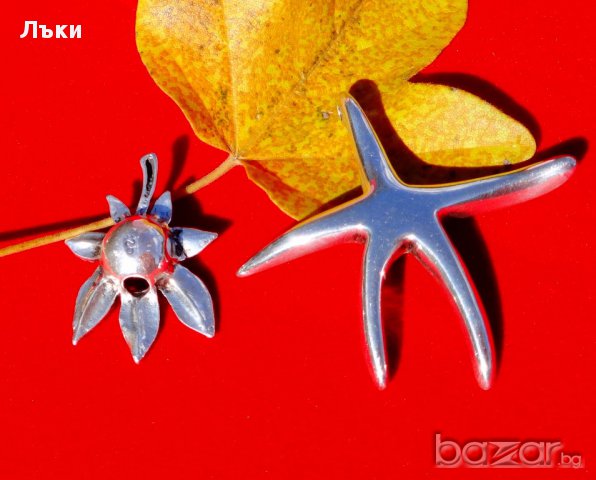 Сребърна висулка морска звезда. , снимка 1 - Колиета, медальони, синджири - 16106407