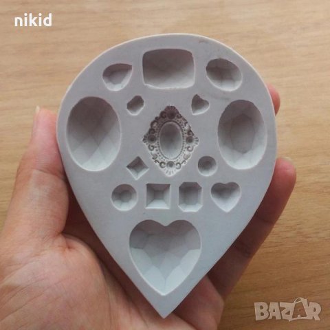 Капка с интересни диамантени камъни диаманти силиконов молд форма украса торта с фондан шоколад деко