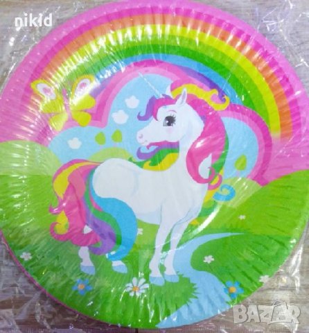 Еднорог unicorn Пони дъга 10 бр парти чинии чинийки