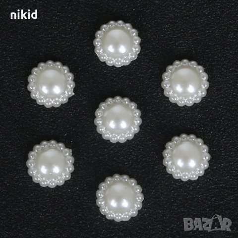 10 бр акрилни кръгли цвете капси 8мм Кремаво бели за декорация сватба handcraft картички и др