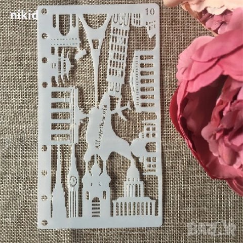 #10 Айфелова кула сгради пътешествие тесен шаблон стенсил спрей за торта Scrapbooking