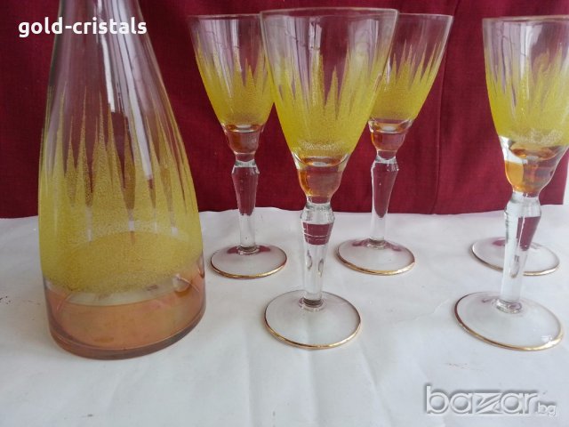 сервиз гарафа и чаши за вино ракия с позлата, снимка 10 - Антикварни и старинни предмети - 19925729