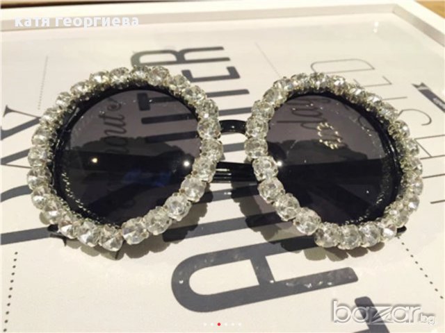 Слънчеви очила бижу кръгли с кристали, снимка 1 - Слънчеви и диоптрични очила - 14744273