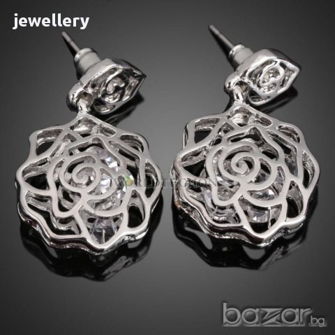 Нови обеци със сребърно покритие - розички - мод.19