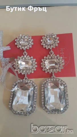 обеци бели кристали, снимка 1