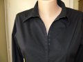 Черна риза с малки дантелки - М, снимка 1 - Ризи - 12704100